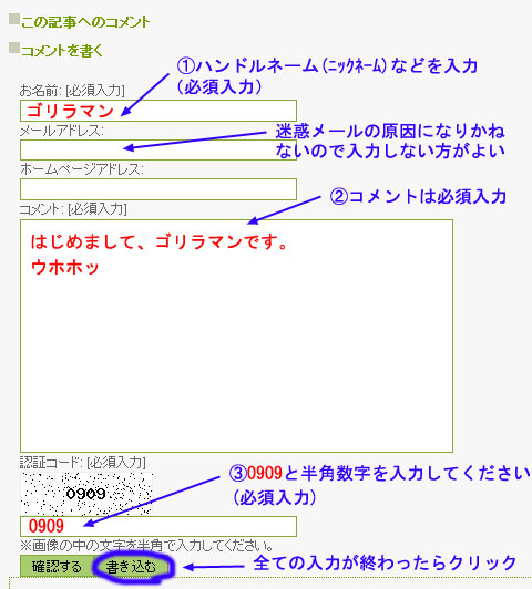 コメント方法